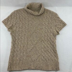 St. John Sport Cable Knit Turtleneck Sweater - Brown